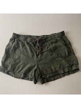 JCP Shorts Womens Size Large 100% Linen Four Pocket With Drawstring Button